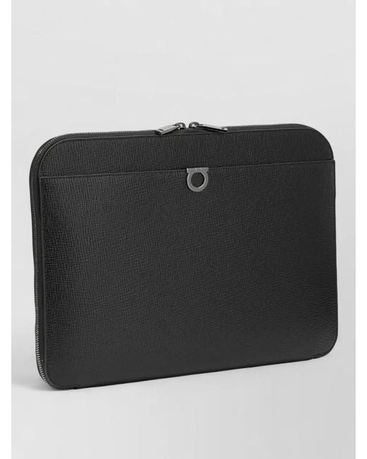 Ferragamo Black Gancini Document Holder Business Briefcase for men