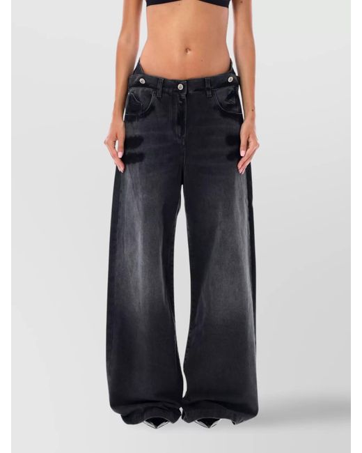 The Attico Blue Denim Mid-Rise Wide-Leg Jeans