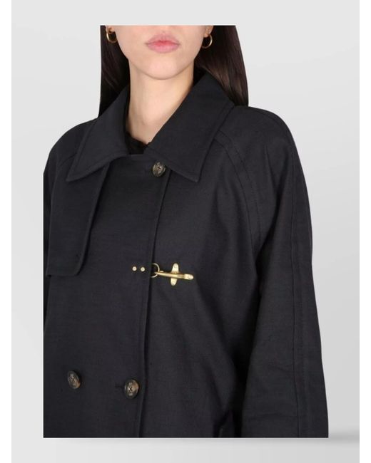 Fay Black Double-Breasted Trench Coat
