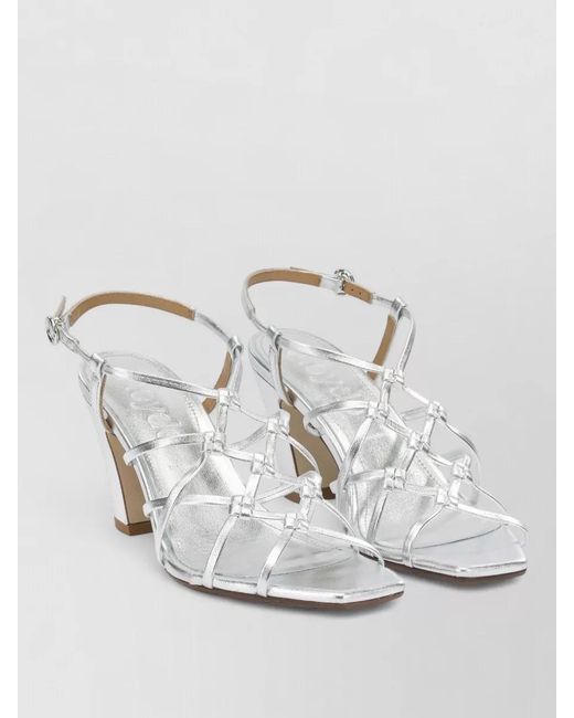 Aeyde Gray Acacia 75Mm Heeled Sandals Metallic Finish