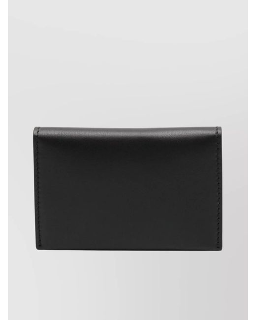 Acne Black Leather Logo Flap Compact Folded Wallet for men