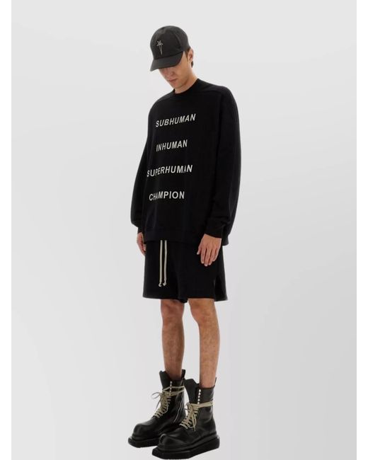 Rick Owens Black Cotton Jumbo Sweatshirt for men
