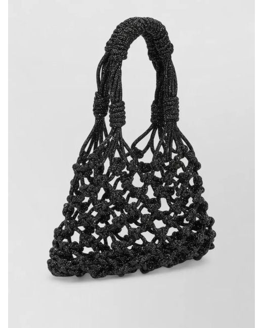 Pinko Black Tote Bag Adjustable Straps Beaded Design