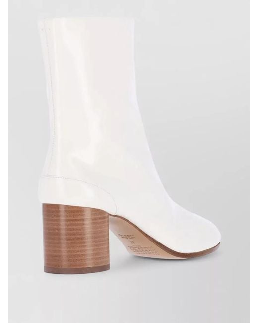 Maison Margiela White Ankle Boots Block Heel Closed Toe Design