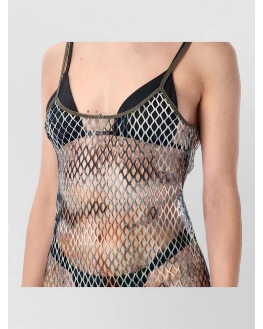 DIESEL Multicolor Mesh Printed Mini Beach Dress