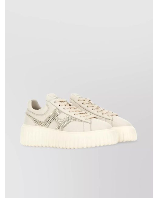 Hogan Natural Leather Logo-Embellished Low-Top Sneakers