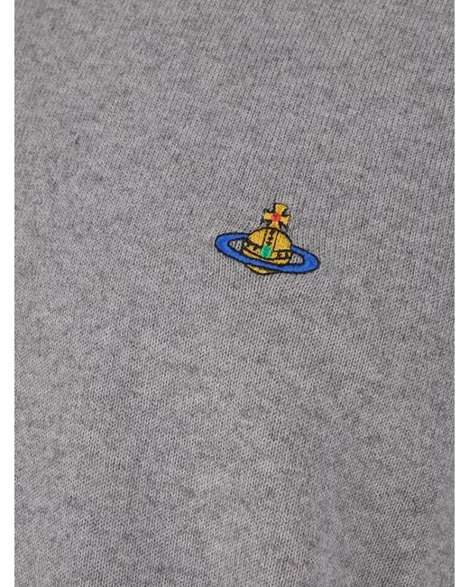 Vivienne Westwood Gray Cotton Crew Neck Sweater Long Sleeves for men
