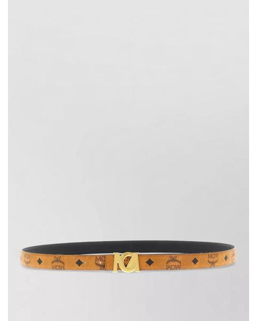 MCM Gray Logo Buckle Belt