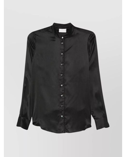 Pierre Louis Mascia Black Silk Long-Sleeve Shirt