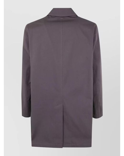 Herno Purple Cotton Single Breasted Coat for men