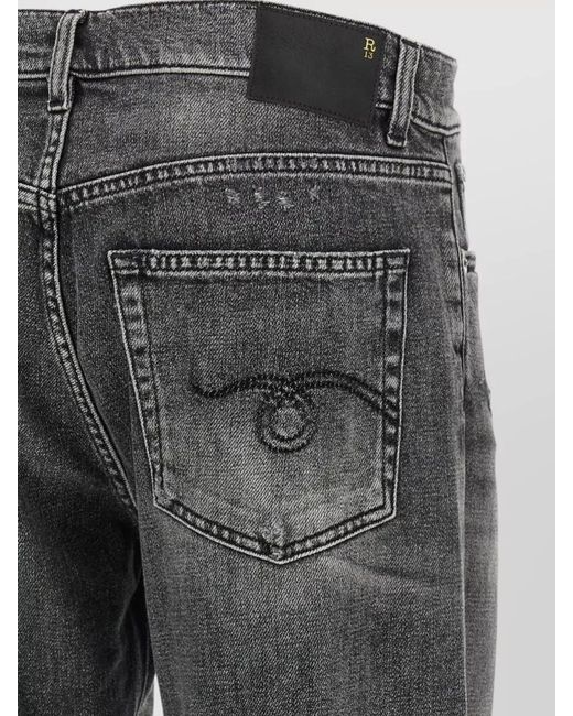 R13 Gray Boyfriend Fit Jeans Belt Loops Five Pockets