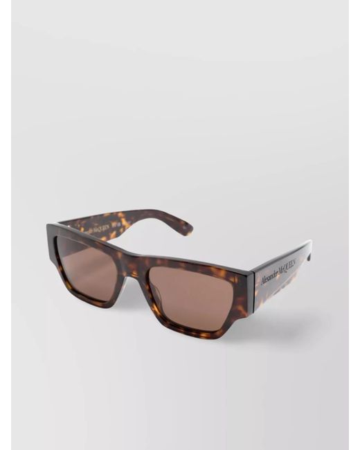 McQueen Natural Tortoiseshell Square-Frame Sunglasses