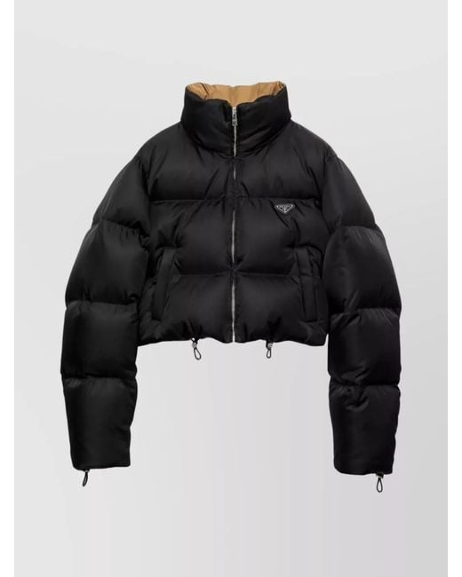 Prada Black Short Down Jacket Stand-Up Collar