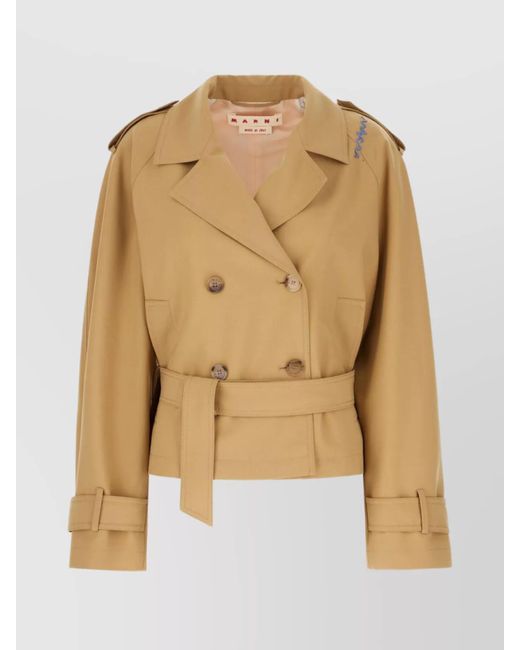 Marni Natural Stretch Polyester Blend Trench Coat