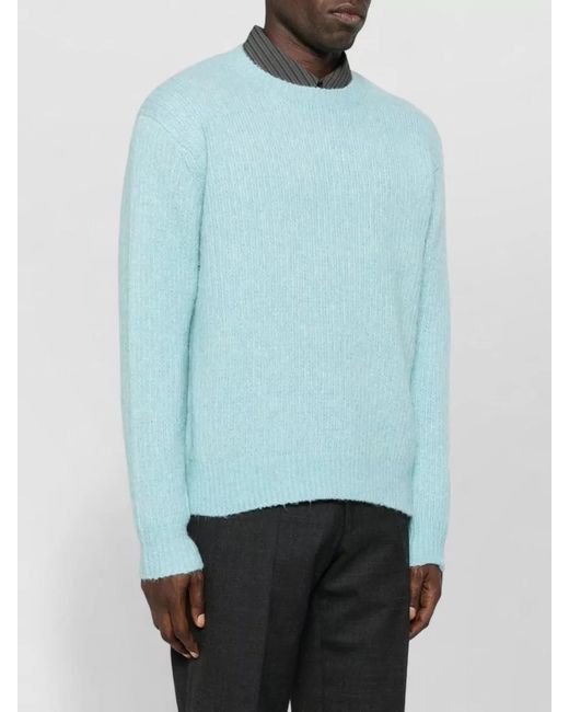 sunflower Blue Crewneck Alpaca Yak Knit Sweater for men