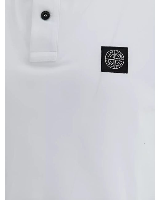 Stone Island White Cotton Slim-Fit Short-Sleeve Polo Shirt for men