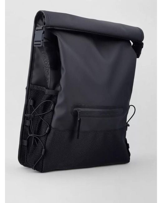 Rains Black Trail Mountaineer Rolltop Waterproof Backpack