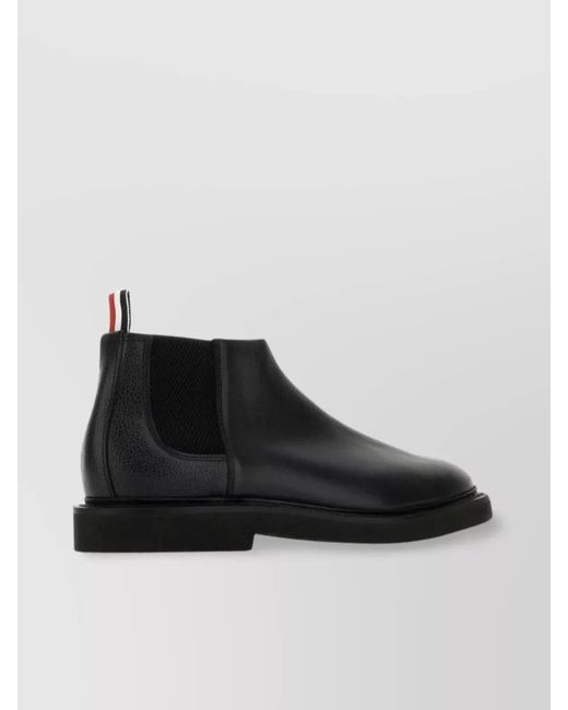 Thom Browne Black Leather Ankle Boots for men