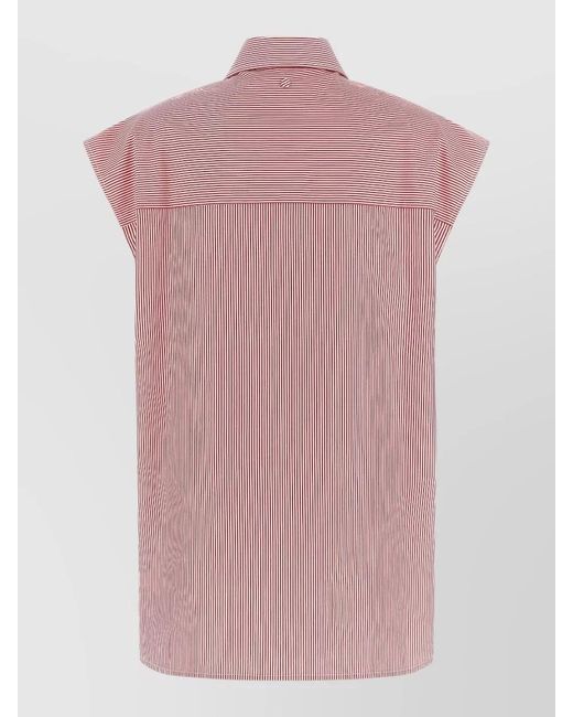ARMARIUM Pink Malik Shirt Cap Sleeves Collared Neck Stripes