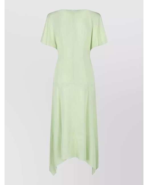 Stella McCartney Green Knee Length Dress V Neckline Short Sleeves