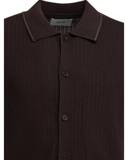 NN07 Black Nalo Polo Knit Short Sleeve Shirt for men