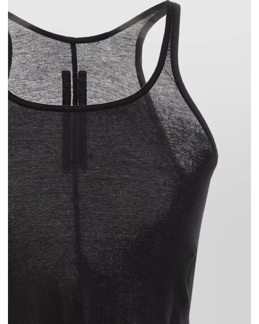 Rick Owens Black Cotton Slim-Fit Cropped Tank Top