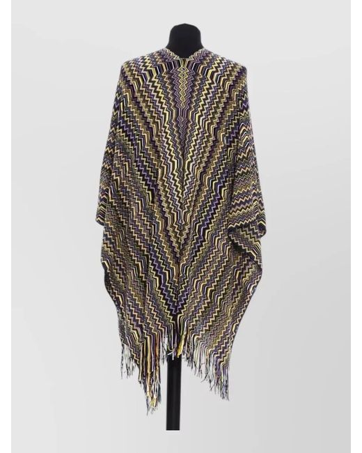 Missoni Multicolor Wool Zigzag-Knit Poncho