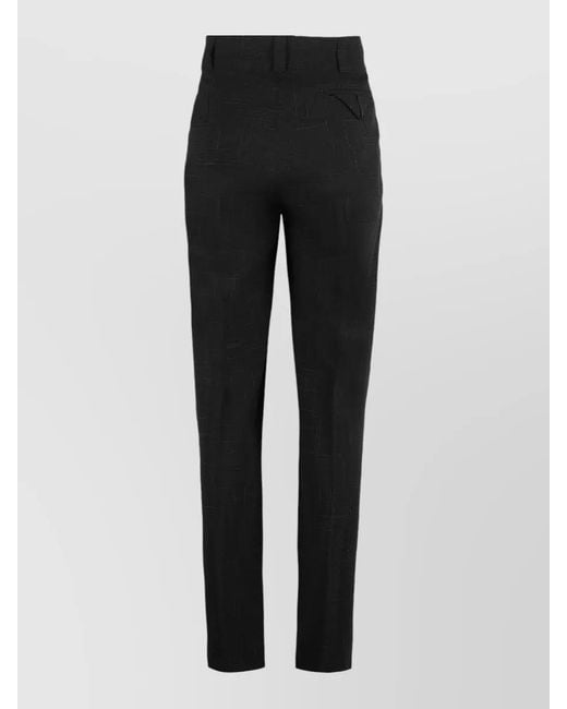 Bottega Veneta Black Pleated Loose Trousers Viscose Silk Blend for men