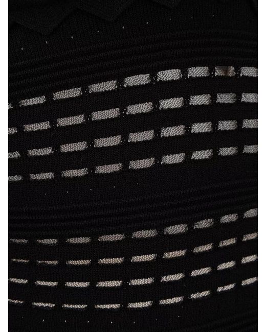 Genny Black Cropped Mesh Top Scalloped Hem Spaghetti Straps