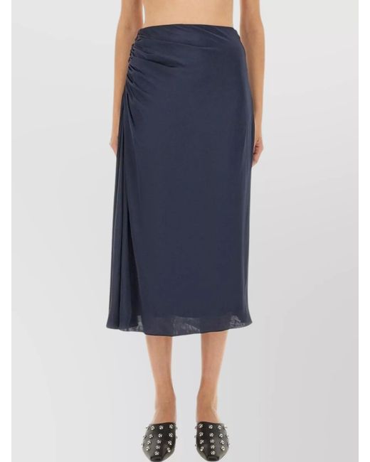 Theory Blue Draped Midi Skirt