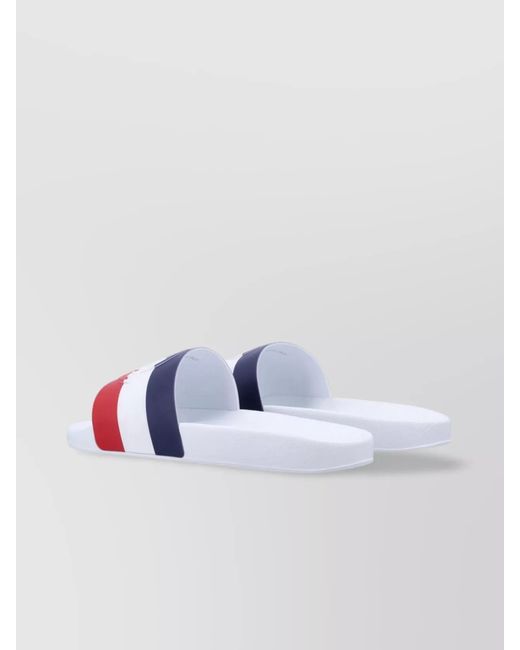 Moncler White Leather Slides for men