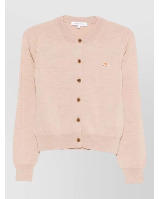 Maison Kitsuné Pink Baby Fox Wool Knit Crew Cardigan