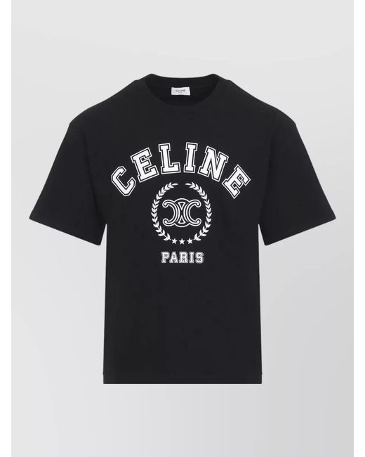 Céline Black Cotton Relaxed-Fit Graphic T-Shirt for men