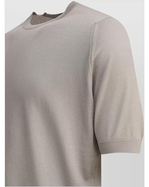 John Smedley Gray Short Sleeves With Ribbed Neckline And Hem for men