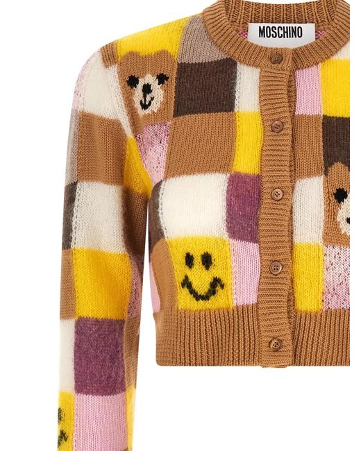 Moschino Orange Cashmere-Blend Embroidered Cardigan