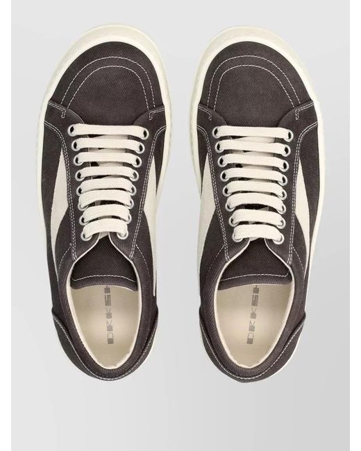 Rick Owens White Denim Low-Top Lace-Up Sneakers