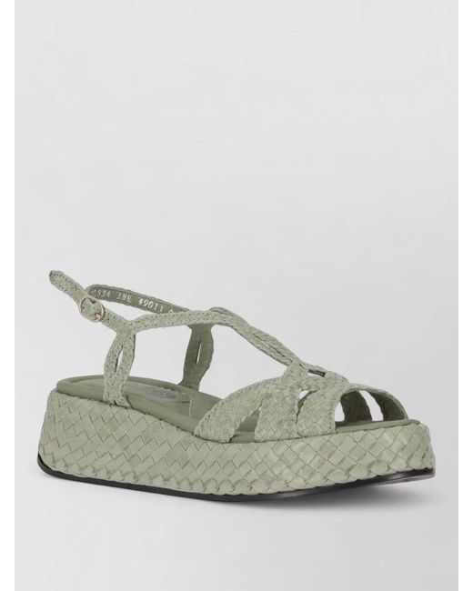 LA ROSE Green Maui Platform Sandal Wooden Sole Slingback