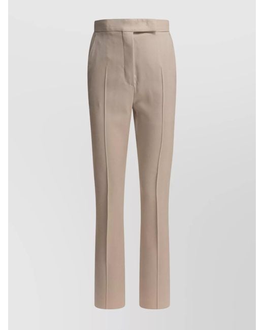 Max Mara Natural Wool Mohair Silk Straight-Leg Tailored Trousers