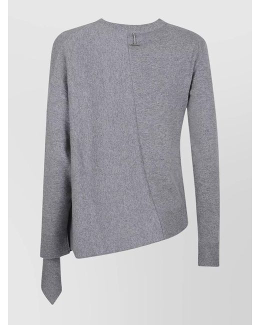 McQueen Gray Cashmere Asymmetric Ribbed Crewneck Jumper