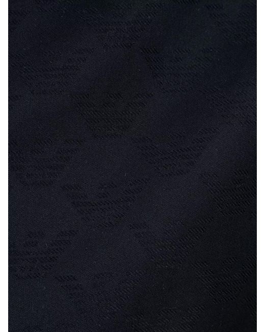 Emporio Armani Blue Monogram Jacquard Hooded Jacket for men