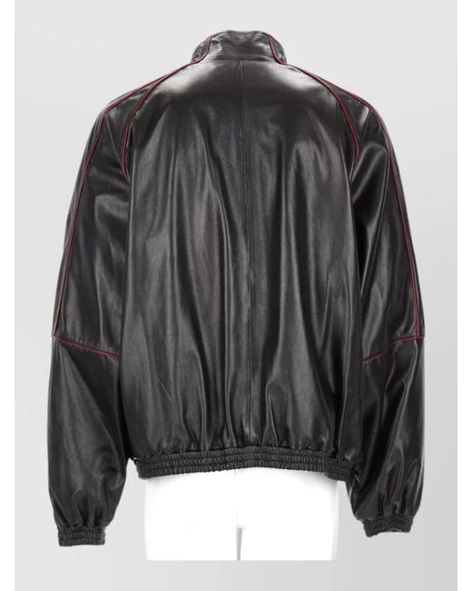 Balenciaga Black Leather Track Jacket for men
