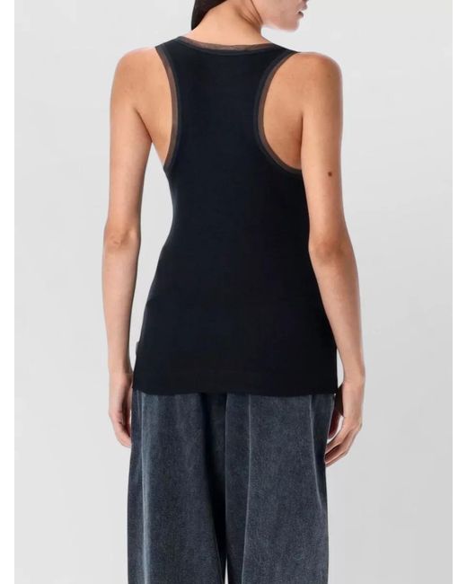 Remain Blue Rib Jersey Racerback Top Contrast Trim