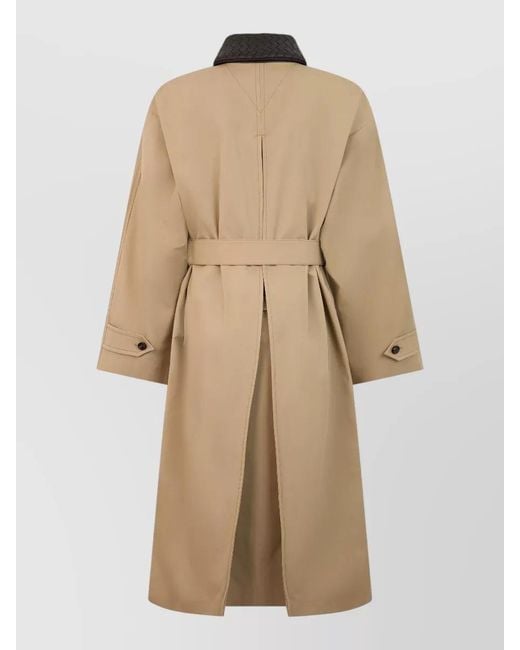 Bottega Veneta Natural Trench Coat Contrast Collar Midi Length