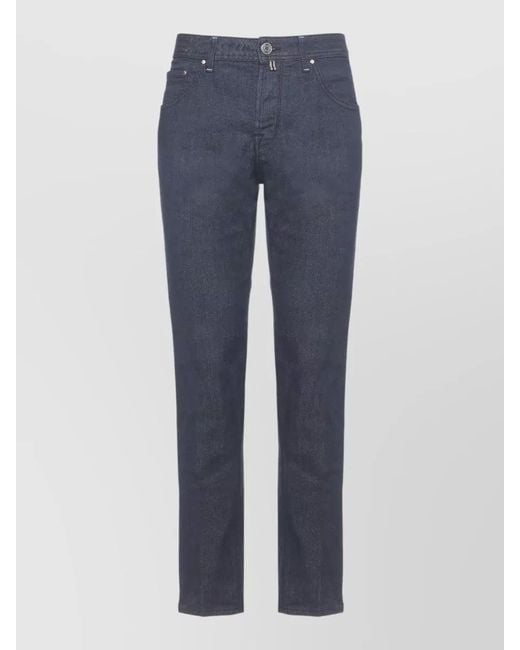 Jacob Cohen Blue Straight Leg Jeans Belt Loops Handkerchief for men