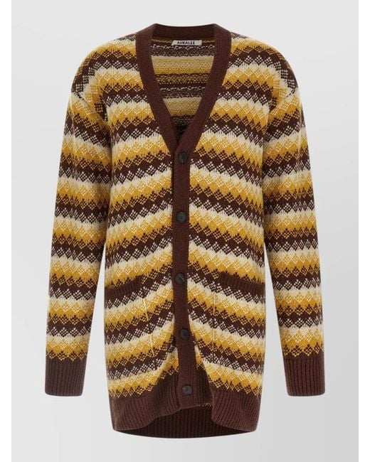 Auralee Multicolor Cashmere Jacquard Cardigan