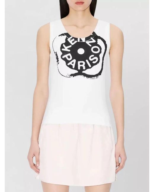 KENZO Gray Boke Flower Graphic Ribbed Jersey Tank