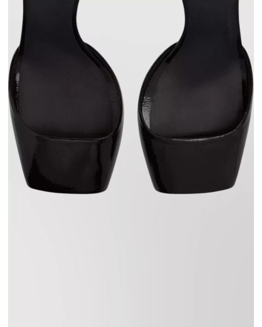 Courreges Black Patent Leather Peep Toe Ankle Strap Pumps