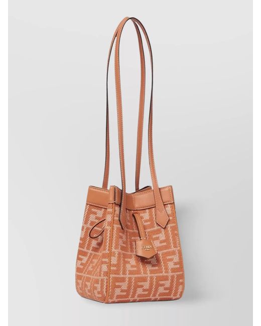 Fendi Pink Mini Structured Leather Trim Shoulder Bag