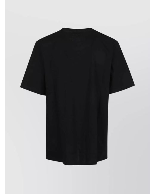 McQueen Black Cotton Logo Print Ribbed Crew Neck T-Shirt for men