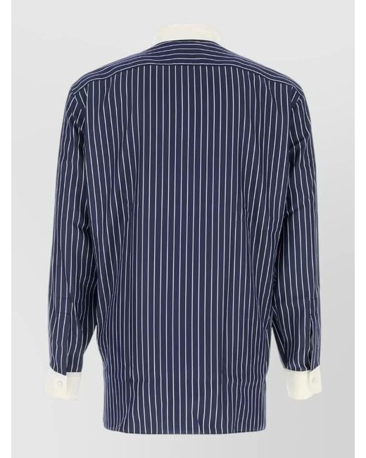 Tom Ford Blue Silk Shirt Tailored Collar Striped Long Sleeves for men